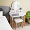 Costway Vanity Table 3 Color Lighting Modes MakeUp Stool Jewelry